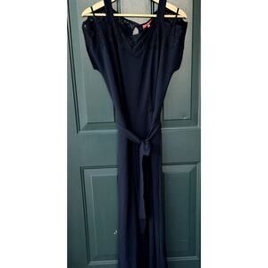 Allworthy Sz S Black Full Length Jumpsuit w/ Lace Bodice QVC Hunter McGrady